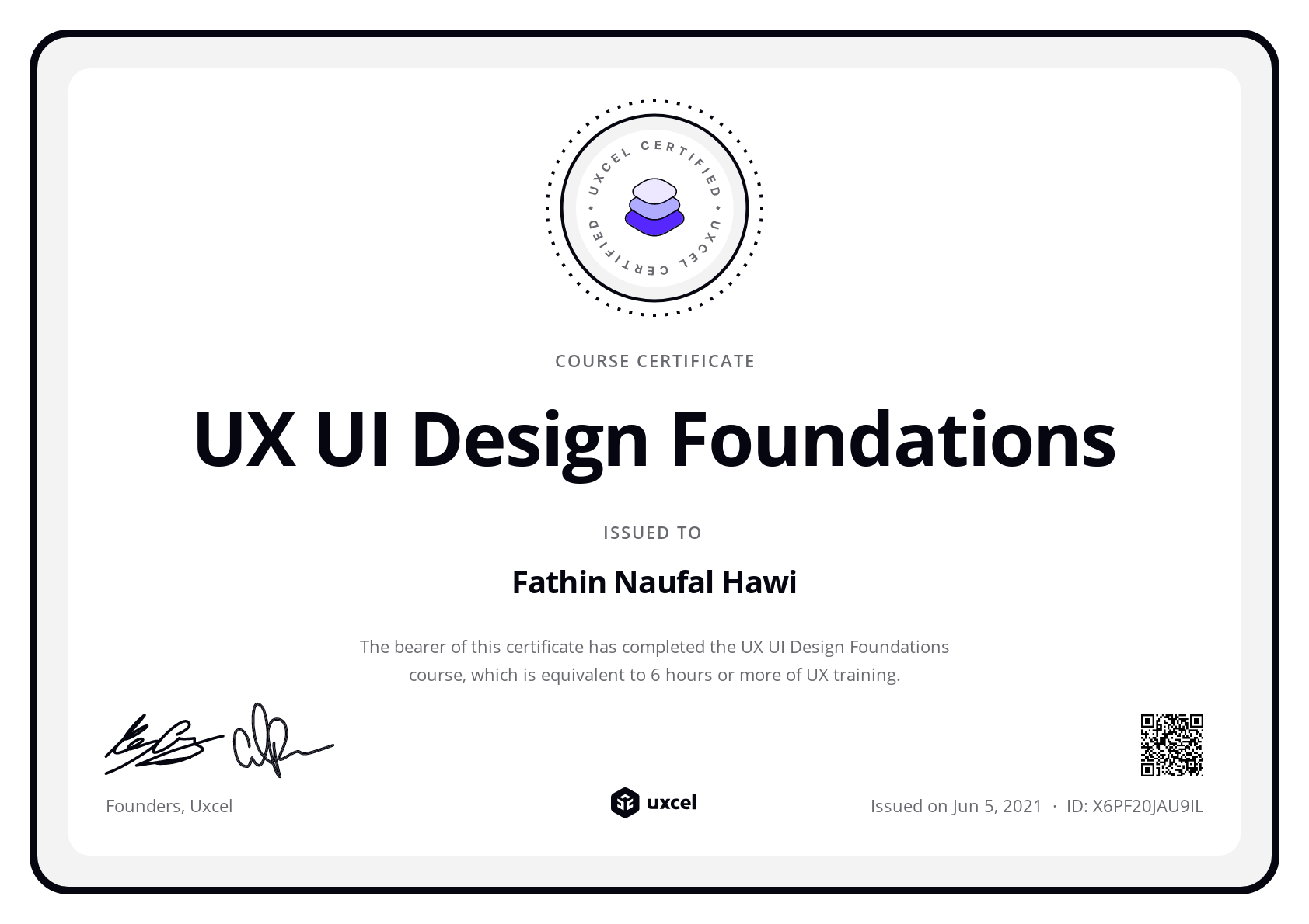 Fathin Naufal Hawi's certificate